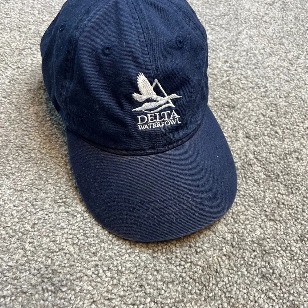 vintage delta waterfowl‎ hat mens blue white cap adjustable duck hunting outdoor - Picture 2 of 11
